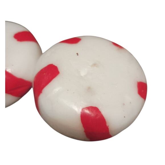 Peppermint Candy Christmas Holiday Round Candles Set Of 5 2"L X 1"H Red & White - Picture 4 of 4
